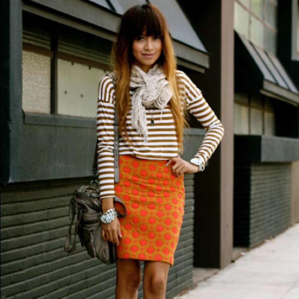 Anthropologie Charlie & Robin Quilted Tile Skirt